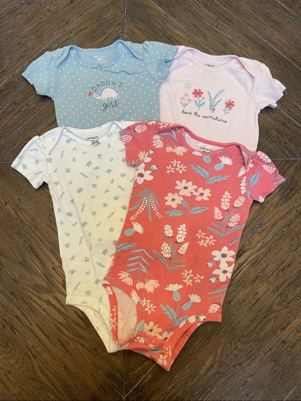 Carter's Baby One-Piece Bodysuit Set - Coral, Light Blue, Pink, White
